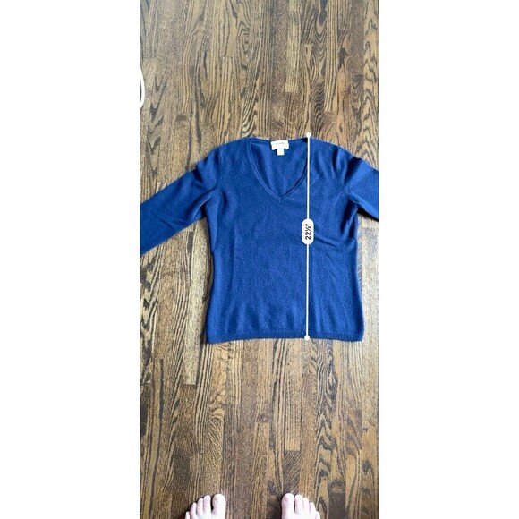 CHARTER CLUB WOMEN'S S SWEATER 2-PLY CASHMERE VNECK PULLOVER BLUE NWT $119 - Picture 5 of 7